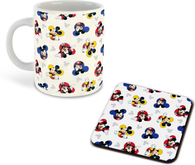 FLEXERSTYLE NEW2025-Mickey Mouse Printed White Coffee With Coaster - D15 Ceramic Coffee Mug(325 ml)