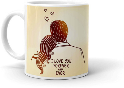 Clapcart I Love You Forever And Ever Design Printed Ceramic Coffee Mug(350 ml)