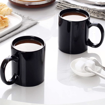 Plakasha creations Ceramic Glossy Black Color Milk / Coffee Ceramic Coffee (320 ml, Pack of 2) Ceramic Coffee Mug(320 ml, Pack of 2)