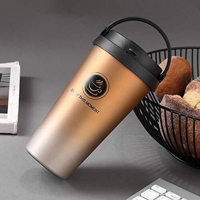Huayue Starbugs Golden Double Wall Vacuum Stainless Steel Fat-Coffee Cup Stainless Steel Coffee Mug(380 ml)