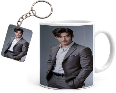 GIVENTA Premium Quality Ceramic Material – strong,long lasting ( coffee mug + keychain ) Ceramic Coffee Mug(350 ml, Pack of 2)