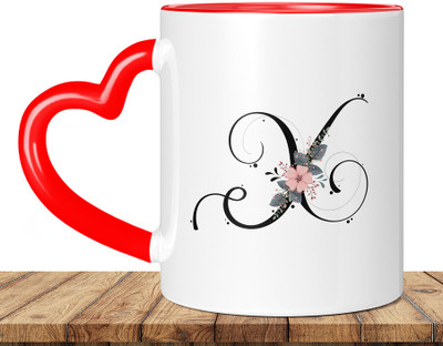 DojaBeauty Letter X Alphabet Heart Gift for your Loved Once on their Special Day_D Ceramic Coffee Mug(350 ml)