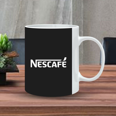 Soulfox NESCAFE Printed Black Classic Coffee Ceramic Cup for Coffee Cocoa & Tea Drinkers Ceramic Coffee Mug(350 ml)