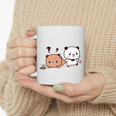 craft maniacs BUBU DUDU ON BENCH ART PRINTED 330 ML WHITE MUG FOR BUBU DUDU LOVERS Ceramic Coffee Mug(330 ml)