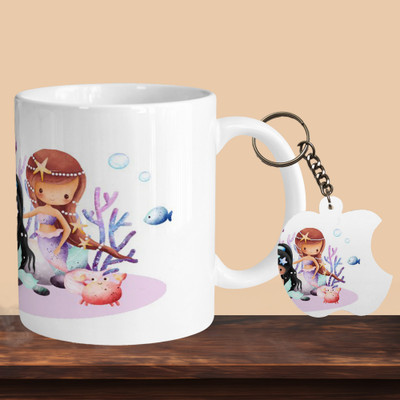 VM SHOPPING MALL Mermaid R-A Ceramic Coffee Mug(330 ml, Pack of 2)
