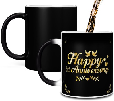 TrendoPrint Happy Anniversary Printed Magic Cup For Girls Boys Friends & Loved Ones-MMHA-09 Ceramic Coffee Mug(350 ml)