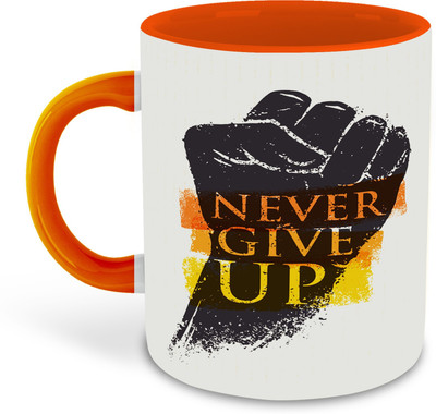 FLEXERSTYLE NEW2025-Mug CM-NeverGiveUp-D3325 ml pack of 1 _NEW Ceramic Coffee Mug(325 ml)