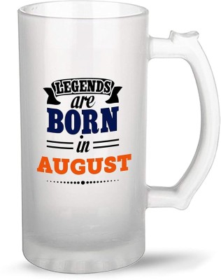 iKraft Legends Born in August | Best Gift for Boyfriend Dad, Brother, Husband, Friends Glass Beer Mug(470 ml)