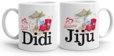 dk printing LOVELY JIJU AND DIDI MUG, ITS GIFTED MUG JIJU AND DI, BEAUTIFUL MUG FOR GIFT Ceramic Coffee Mug(350 ml, Pack of 2)