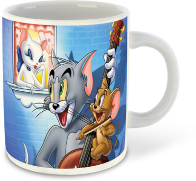 FLEXERSTYLE NEW2025-CSK Tom & Jerry Printed White Coffee With Coaster-D-24 Ceramic Coffee Mug(325 ml)