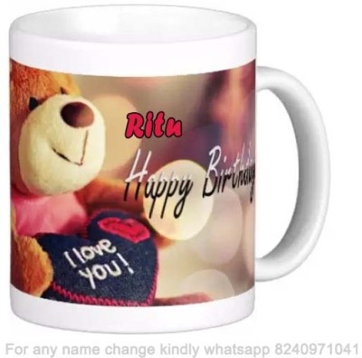 Exocticaa Romantic Happy Birthday Gift for Ritu Love theme Message 012 Ceramic Coffee Mug(325 ml)