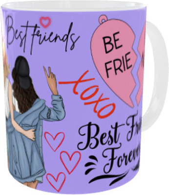 Vihaan Fashions Best Friends XOXO Printed Coffee Cup Ceramic Coffee Mug(350 ml)