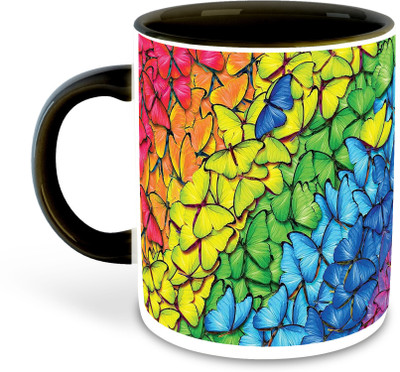 FLEXERSTYLE NEW2025-Butterfly Lover Printed Black Coffee-D7 Ceramic Coffee Mug(325 ml)