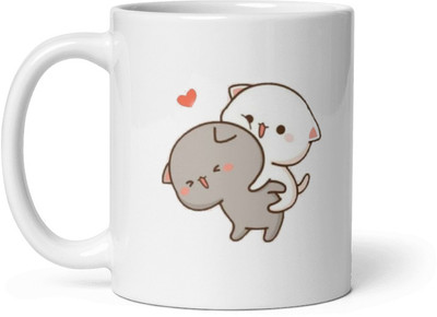 Mr UVD Specially Designed Gloosy Milk Mocha DUDU BUBU Printed Ceramic DBWW8_MUGG Ceramic Coffee Mug(350 ml)