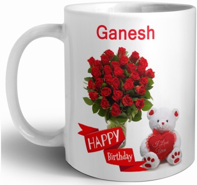 P89M Happy Birthday Ganesh Name Printed Ceramic Coffee Ceramic Coffee Mug(330 ml)