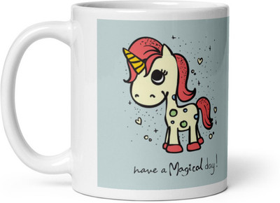 Cheeksy Magical Day With Unicorn Ceramic Coffee Mug(350 ml)