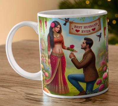 KUCHILA World's Best Hubby, My Dear Husband I Love You Gift for Hubby Husband20 Ceramic Coffee Mug(333 ml)