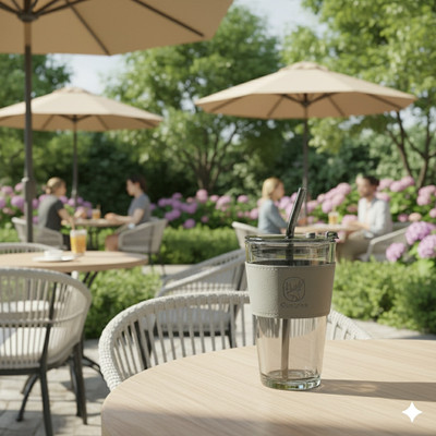 NowExp Stylish Tumbler with Leather Sleeve & Straw Airtight Lid or Tea, Juice & Water Plastic Coffee Mug(450 ml)