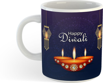 UNIARAWALAS HAPPY DIWALI PRINTED CERAMIC COFFEE MUG -16 Ceramic Coffee Mug(325 ml)