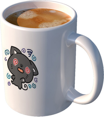 CHARMING Meow Printed Ceramic (CC003) Ceramic Coffee Mug(350 ml)
