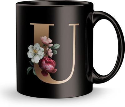 Plakasha creations ( U ) Letter Design print gift for Friend Ceramic Coffee Mug(330 ml)