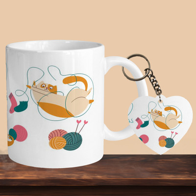 VM MALL 101_Cat Play R-H Ceramic Coffee Mug(330 ml)