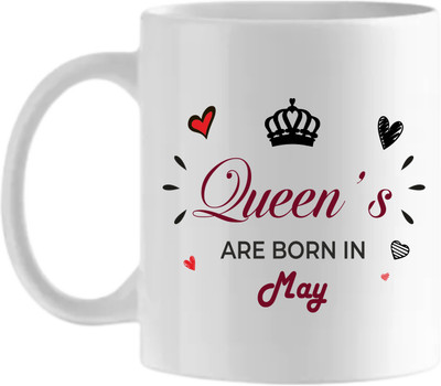 Nova Creations Microwave Safe Queens are born in May Ceramic Coffee Mug(325 ml)