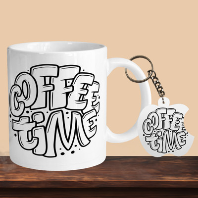 Printhorizon 101_Coffee Time 01 R-A Ceramic Coffee Mug(330 ml, Pack of 2)