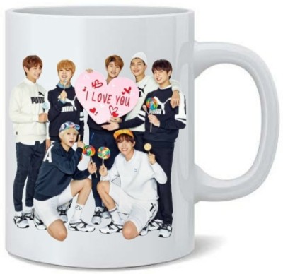 Convay BTS Ceramic Signature Bangtan Boys Vogue white cup Ceramic Coffee Mug(330 ml)