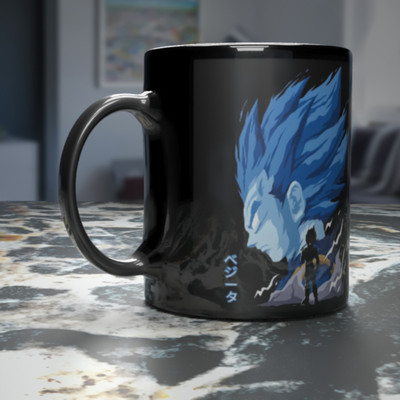 Saifihaan Creation Coffee Cup with Printed the Dragon Ball Z Theme Black DBZ17-2907 Ceramic Coffee Mug(350 ml)