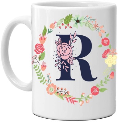 Mishra company Letter R Flower Alphabet Best Gif Ceramic Coffee Mug(300 ml)