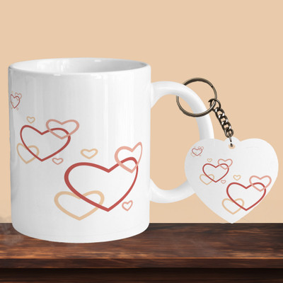 Hunter Studio 101_Hearts R-H Ceramic Coffee Mug(330 ml, Pack of 2)