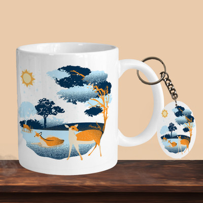 VM MALL 101_Dear Jungle R-O Ceramic Coffee Mug(330 ml, Pack of 2)
