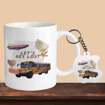 VM SHOPPING MALL Lets Get Lost R-A Ceramic Coffee Mug(330 ml, Pack of 2)
