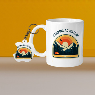 Hunter Studio 101_Perfect for Coffee and Tea - With Keychain VM Camoing Adventure L A Ceramic Coffee Mug(329 ml, Pack of 2)