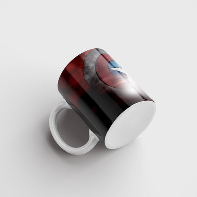 MugsNation Captain America Shield Printed Ceramic Coffee Mug(330 ml)