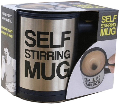 SRTECH SPARE PARTS Magic Self-Stirring – Effortless Mixing at the Push of a Button Stainless Steel Coffee Mug(390 ml)
