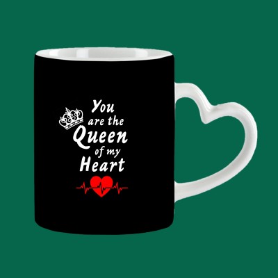 Kusum Art YOU ARE THE QUEEN OF MY HEART COFFEE mug_203 Ceramic Coffee Mug(350 ml)