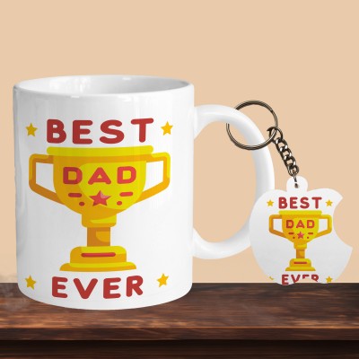 VM SHOPPING MALL Best Dad Ever 01 R-A Ceramic Coffee Mug(330 ml, Pack of 2)