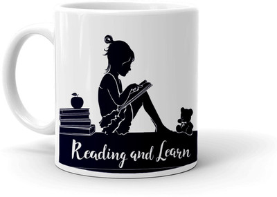 Clapcart Reading And Learn Design Printed Ceramic Coffee Mug(350 ml)