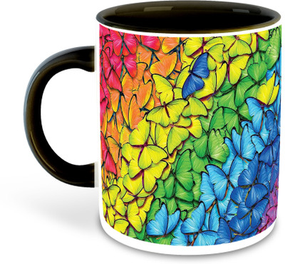 whats your kick new-wyk_Butterfly Lover Printed Black Coffee-D7 Ceramic Coffee Mug(325 ml)