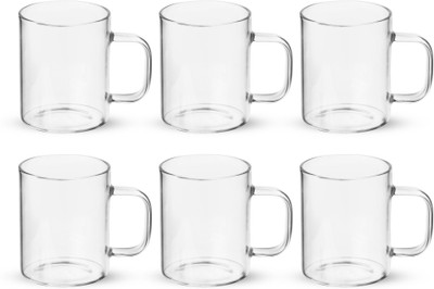 TREO Borosilicate Vista Glass Tea Set of 6, 220 ml Each, Transparent Glass Coffee Mug(220 ml, Pack of 6)