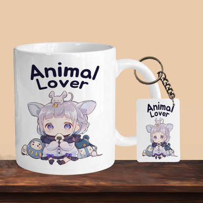 VM SHOPPING MALL Animal Lover R-R Ceramic Coffee Mug(330 ml, Pack of 2)