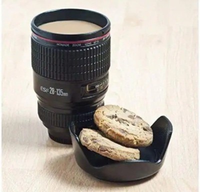 FIVANIO Camera lens Coffee Beer Tea mug multipurpose mug 400ml Stainless Steel, Ceramic, Plastic, PTFE (Non-stick) Coffee Mug(350 ml)
