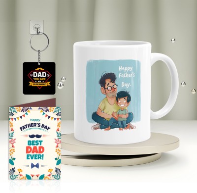 Gift Arcadia Mug, Greeting Card, Keychain Gift Set Ceramic Coffee Mug(330 ml, Pack of 3)