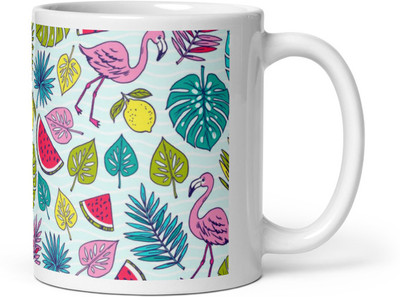 Mr UVD Leaves Duck And Watermelon Pattern Gift Item_MUGG Ceramic Coffee Mug(350 ml)