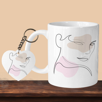Printhorizon 101_Lady L-H Ceramic Coffee Mug(330 ml, Pack of 2)