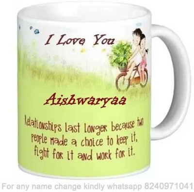 GN NATIONAL Romantic Gift for Aishwaryaa Love theme Message 087_GNSN Ceramic Coffee Mug(325 ml)