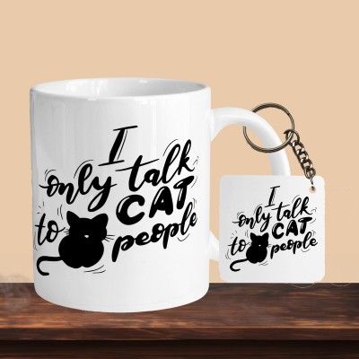 VM SHOPPING MALL I Only Talk To Cat People R-S Ceramic Coffee Mug(330 ml, Pack of 2)