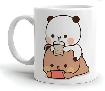 SSE Dudu Bubu Cartoon Printed Ceramic – 350 ml Ceramic Coffee Mug(350 ml)